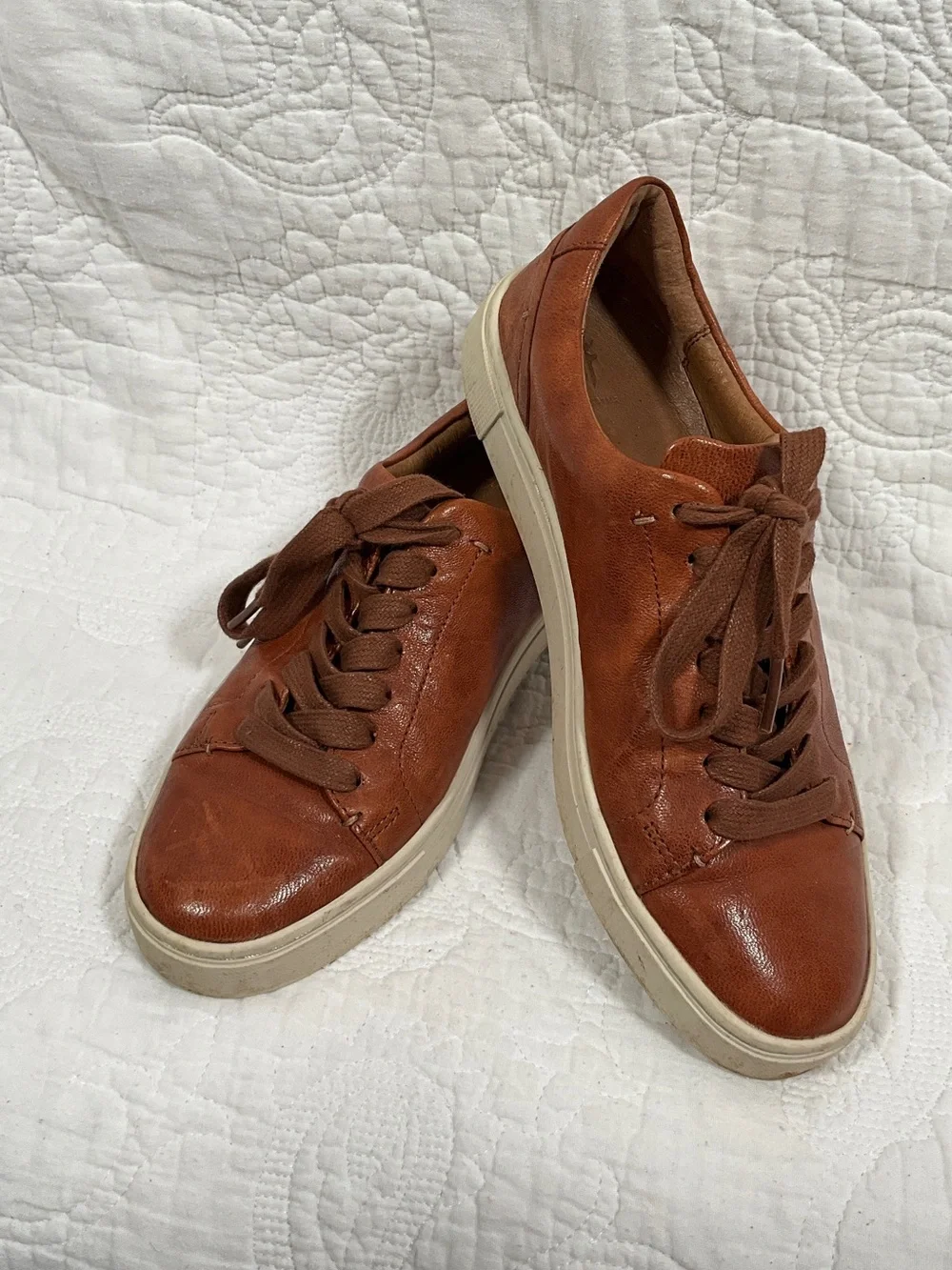 FRYE AND CO. Leather Sneakers in Cognac Brown
